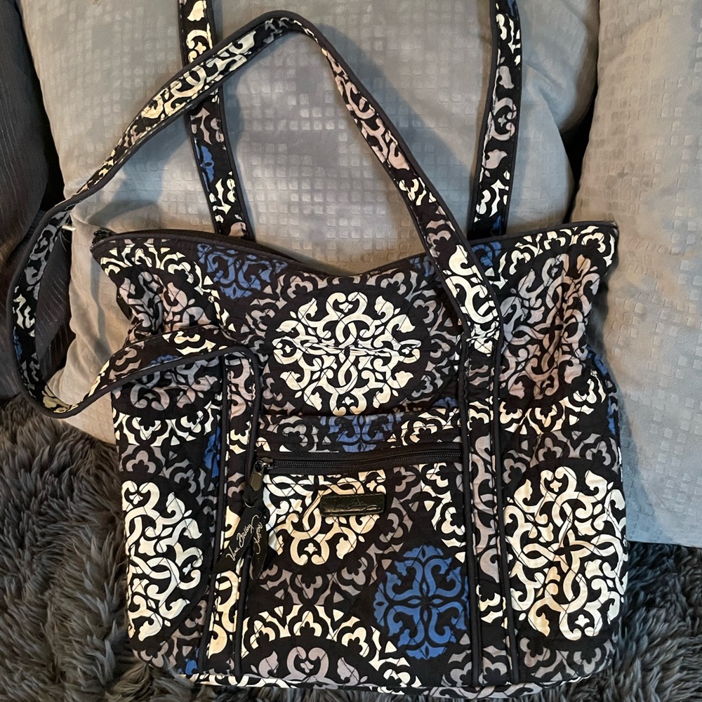 Stylish Black and Blue Patterned Tote Bag